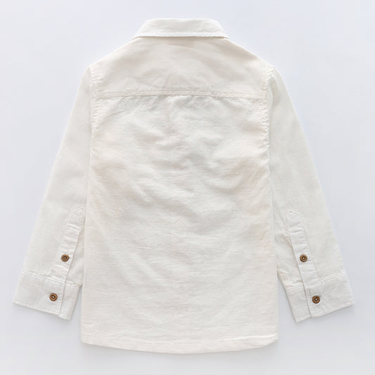 boy long sleeve off white dobby shirt back