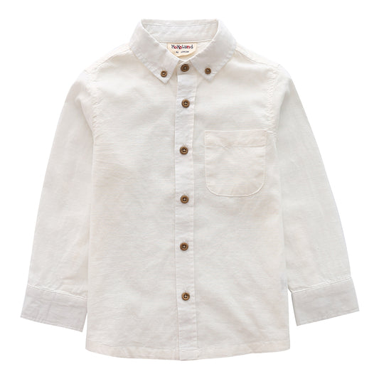 boy long sleeve off white dobby shirt front