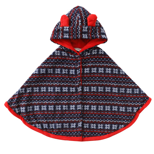 baby toddler hooded red/navy noel cloak
